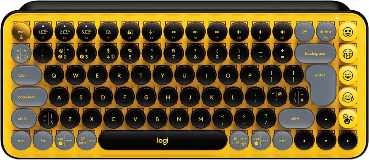 tastiera logitech pop keys con emoticon multidispositivo e bluetooth con tasti personalizzabili